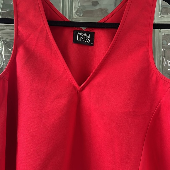 Parallel Lines Swing Crop Top. Size Medium (Red) - Picture 2 of 2
